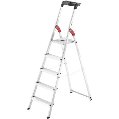 Escabeau Hailo L60 sécurisé pliable - 5 marches - 2.81m - en alu ultra léger - Publicité Escabeau Hailo L60 sécurisé pliable - 5 marches - 2.81m - en alu ultra léger - Publicité