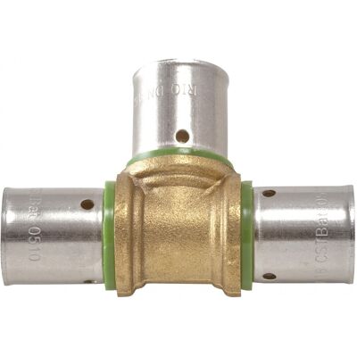QUICK PLOMBERIE Raccord Té égal à sertir laiton D.16 pour tube en per - Publicité QUICK PLOMBERIE Raccord Té égal à sertir laiton D.16 pour tube en per - Publicité