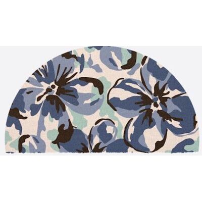 PROLOISIRS Paillasson 1/2 Rond Fibre Naturelle - Fleurs Bleues - Publicité PROLOISIRS Paillasson 1/2 Rond Fibre Naturelle - Fleurs Bleues - Publicité