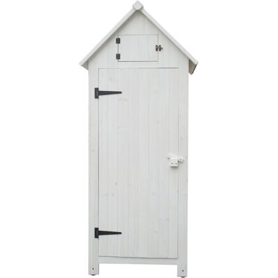 HABRITA Armoire de Rangement 0,41 m² - Bois Lasuré Blanc - Toit Bitumé - Publicité HABRITA Armoire de Rangement 0,41 m² - Bois Lasuré Blanc - Toit Bitumé - Publicité