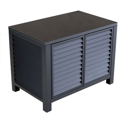 PROLOISIRS Buffet 2 portes - Aluminium - Céramique 6mm - Graphite/Graphite - Ouverture par pression et aimant - Publicité PROLOISIRS Buffet 2 portes - Aluminium - Céramique 6mm - Graphite/Graphite - Ouverture par pression et aimant - Publicité