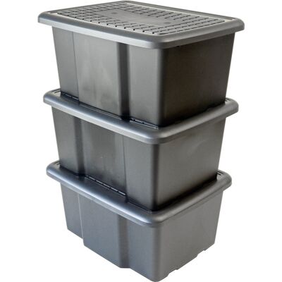 Lot de 3 bacs 30L SUNDIS l.45.5 x p.36.5 x H.23 cm - Publicité Lot de 3 bacs 30L SUNDIS l.45.5 x p.36.5 x H.23 cm - Publicité