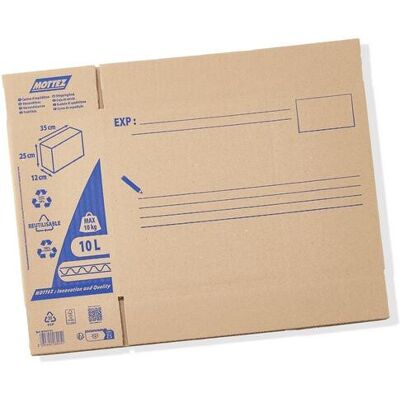 Carton d'expédition MOTTEZ, 10 l, l.12 cm x H.25 cm x p.36.5 cm - Publicité Carton d'expédition MOTTEZ, 10 l, l.12 cm x H.25 cm x p.36.5 cm - Publicité