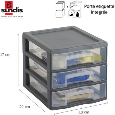 Tour de rangement TAG TOWER A6 SUNDIS, 3 tiroirs, L.21 x l.18 x H.17cm - Publicité Tour de rangement TAG TOWER A6 SUNDIS, 3 tiroirs, L.21 x l.18 x H.17cm - Publicité
