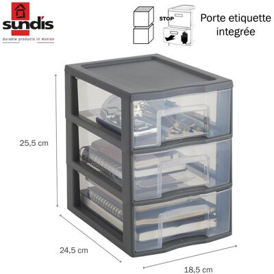Tour de rangement TAG TOWER A5 SUNDIS, 3 tiroirs, L.24,5 x l.18,5 x H.25,5cm - Publicité Tour de rangement TAG TOWER A5 SUNDIS, 3 tiroirs, L.24,5 x l.18,5 x H.25,5cm - Publicité