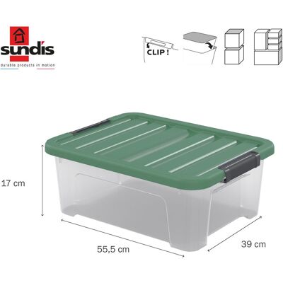Boîte à clip WAVE BOX SUNDIS, 10L, L.37,5 x P.26,5 x H.15cm - Publicité Boîte à clip WAVE BOX SUNDIS, 10L, L.37,5 x P.26,5 x H.15cm - Publicité