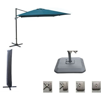 PROLOISIRS Set d'ombrage complet (1 parasol déporté NH 3x3 + 1 housse + 1 lestage) - bleu - Publicité PROLOISIRS Set d'ombrage complet (1 parasol déporté NH 3x3 + 1 housse + 1 lestage) - bleu - Publicité