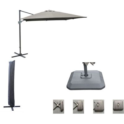 PROLOISIRS Set d'ombrage complet (1 parasol déporté NH 3x3 + 1 housse + 1 lestage) - taupe - Publicité PROLOISIRS Set d'ombrage complet (1 parasol déporté NH 3x3 + 1 housse + 1 lestage) - taupe - Publicité