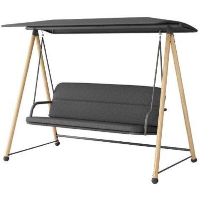 PROLOISIRS Balancelle Darwin en acier heat/coussin - 211 x 170 x 110 cm - oak/noir - Publicité PROLOISIRS Balancelle Darwin en acier heat/coussin - 211 x 170 x 110 cm - oak/noir - Publicité