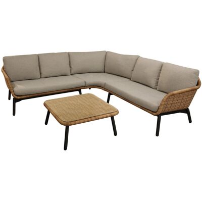 PROLOISIRS Set angle Tornado en aluminium/wicker avec coussins - graph/naturel/beige - Publicité PROLOISIRS Set angle Tornado en aluminium/wicker avec coussins - graph/naturel/beige - Publicité