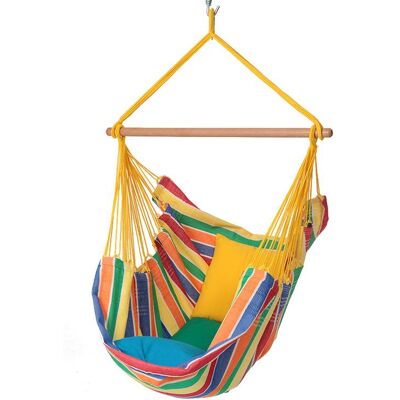 PROLOISIRS Toile de hamac chaise suspendue avec bois d'écartement - alegria - Publicité PROLOISIRS Toile de hamac chaise suspendue avec bois d'écartement - alegria - Publicité