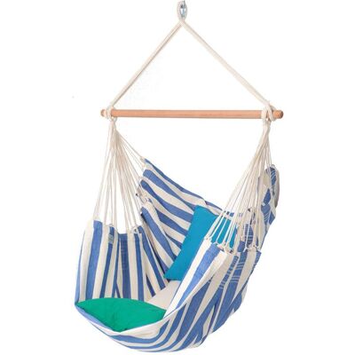 PROLOISIRS Toile de hamac chaise suspendue avec bois d'écartement - azul - Publicité PROLOISIRS Toile de hamac chaise suspendue avec bois d'écartement - azul - Publicité