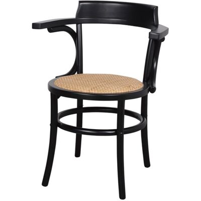 MWlab Chaise en bois et rotin avec accoudoirs avec un style Bistro - modèle 015 - noir - Publicité MWlab Chaise en bois et rotin avec accoudoirs avec un style Bistro - modèle 015 - noir - Publicité