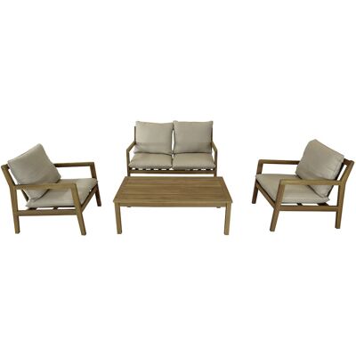 PROLOISIRS Salon bas - PAYA - Acacia FSC 100% - 2 fauteuils + 1 canapé + 1 table basse - Publicité PROLOISIRS Salon bas - PAYA - Acacia FSC 100% - 2 fauteuils + 1 canapé + 1 table basse - Publicité