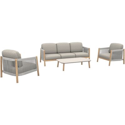 PROLOISIRS Set 4 pièces - DERIVEUR - Aluminium époxy - Rope Heat - 1 canapé + 2 fauteuils + 1 table basse - Publicité PROLOISIRS Set 4 pièces - DERIVEUR - Aluminium époxy - Rope Heat - 1 canapé + 2 fauteuils + 1 table basse - Publicité
