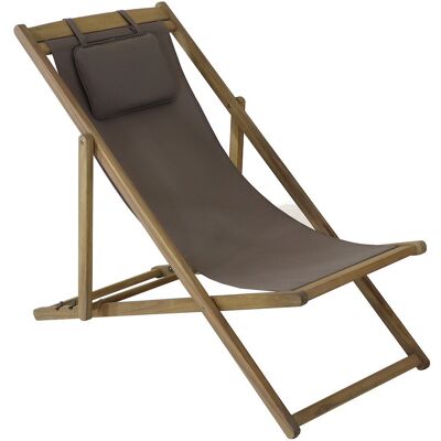 PROLOISIRS Chilienne - CHILL - Acacia FSC 100% - Toile polyester taupe - Look teck - Publicité PROLOISIRS Chilienne - CHILL - Acacia FSC 100% - Toile polyester taupe - Look teck - Publicité