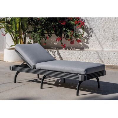 HEVEA Bain de soleil aluminium et corde - SAONA-12 SET LUX - Anthracite et corde grise - Coussin Azalea gris - Publicité HEVEA Bain de soleil aluminium et corde - SAONA-12 SET LUX - Anthracite et corde grise - Coussin Azalea gris - Publicité