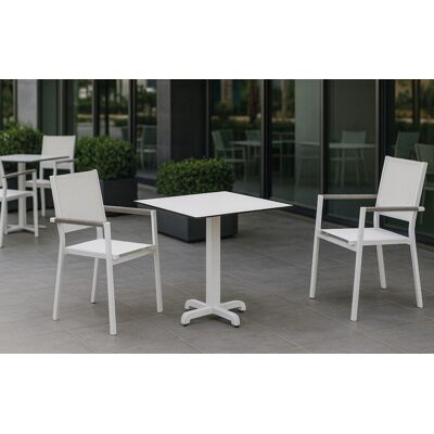 HEVEA Ensemble bistrot de jardin - LANZAROTE 80 x 80 HPL MOASIS-3 - Table carrée HPL - Fauteuils textilène - 2 places - Publicité HEVEA Ensemble bistrot de jardin - LANZAROTE 80 x 80 HPL MOASIS-3 - Table carrée HPL - Fauteuils textilène - 2 places - Publicité