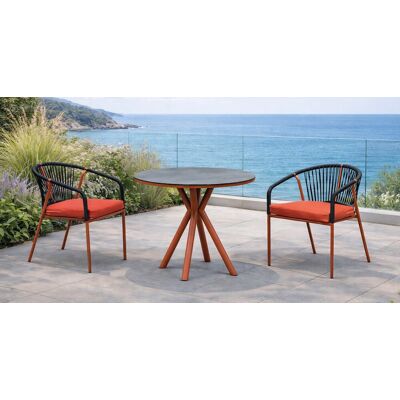 HEVEA Ensemble bistrot de jardin - NEMUS Ø80 HPL ALDEREN-3 LUX - Table ronde HPL ardoise - Fauteuils avec coussins - 2 places - Publicité HEVEA Ensemble bistrot de jardin - NEMUS Ø80 HPL ALDEREN-3 LUX - Table ronde HPL ardoise - Fauteuils avec coussins - 2 places - Publicité