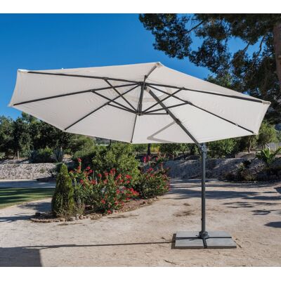 HEVEA Parasol de jardin déporté LONGBAY 350 - Ø 350 cm - Structure aluminium - Toile polyester 325 g/m² - Publicité HEVEA Parasol de jardin déporté LONGBAY 350 - Ø 350 cm - Structure aluminium - Toile polyester 325 g/m² - Publicité
