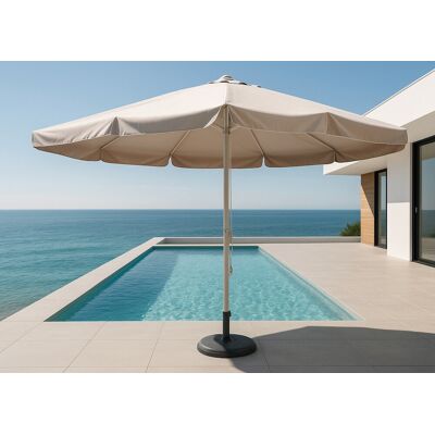 HEVEA Parasol professionnel - SAMSON-80 Ø500 cm - Structure aluminium - Toile acrylique blanche - Publicité HEVEA Parasol professionnel - SAMSON-80 Ø500 cm - Structure aluminium - Toile acrylique blanche - Publicité
