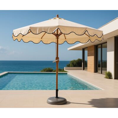 HEVEA Parasol de jardin - BARBADOS-300 - Finition bois - Toile polyester beige 200 g/m² - Publicité HEVEA Parasol de jardin - BARBADOS-300 - Finition bois - Toile polyester beige 200 g/m² - Publicité