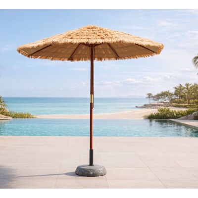 HEVEA Parasol de jardin - DURBAN-270 - Bois tropical - Couverture rafia naturelle - Publicité HEVEA Parasol de jardin - DURBAN-270 - Bois tropical - Couverture rafia naturelle - Publicité