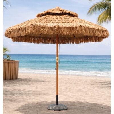 HEVEA Parasol de jardin - LUSAKA-270 - Bois de hêtre - Couverture rafia naturelle - Publicité HEVEA Parasol de jardin - LUSAKA-270 - Bois de hêtre - Couverture rafia naturelle - Publicité