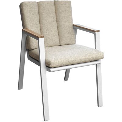 PROLOISIRS Fauteuil - LEATHER - Crème - Aluminium époxy et accoudoirs teck FSC - Publicité PROLOISIRS Fauteuil - LEATHER - Crème - Aluminium époxy et accoudoirs teck FSC - Publicité