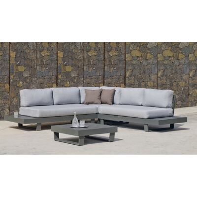 HEVEA Salon de jardin Sofa Corner - MENFIS-7 LUX - Aluminium anthracite - Coussins tissu Cloud gris clair - 4 à 6 places - Publicité HEVEA Salon de jardin Sofa Corner - MENFIS-7 LUX - Aluminium anthracite - Coussins tissu Cloud gris clair - 4 à 6 places - Publicité