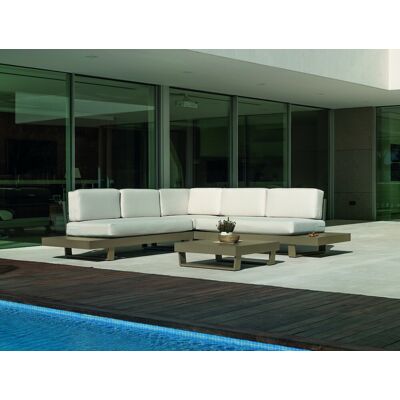 HEVEA Salon de jardin Sofa Corner - MENFIS-7 LUX - Aluminium champagne - Coussins tissu Liso blanc - 4 à 6 places - Publicité HEVEA Salon de jardin Sofa Corner - MENFIS-7 LUX - Aluminium champagne - Coussins tissu Liso blanc - 4 à 6 places - Publicité