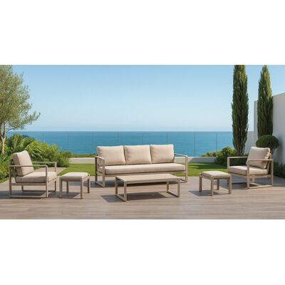 HEVEA Salon de jardin sofa aluminium - DESIRA-10 LUX - Finition nude - Coussins Rosini beige foncé - 4 à 8 places - Publicité HEVEA Salon de jardin sofa aluminium - DESIRA-10 LUX - Finition nude - Coussins Rosini beige foncé - 4 à 8 places - Publicité