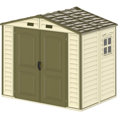 Duramax Abri PVC Woodstyle PREMIUM - 4,13m² - Kit fondation + 1 fenêtre - Beige - Publicité Duramax Abri PVC Woodstyle PREMIUM - 4,13m² - Kit fondation + 1 fenêtre - Beige - Publicité