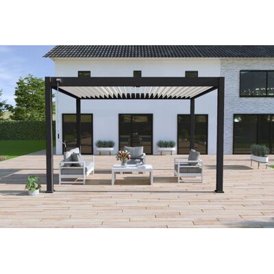 Ombréa Pergola bioclimatique autoportante noir/blanc - 300 x 400 x H. 258 cm - Publicité Ombréa Pergola bioclimatique autoportante noir/blanc - 300 x 400 x H. 258 cm - Publicité