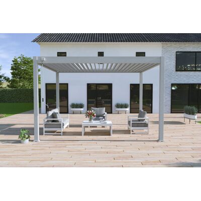 Ombréa Pergola bioclimatique autoportante gris perle - 300 x 400 x H. 258 cm - Publicité Ombréa Pergola bioclimatique autoportante gris perle - 300 x 400 x H. 258 cm - Publicité