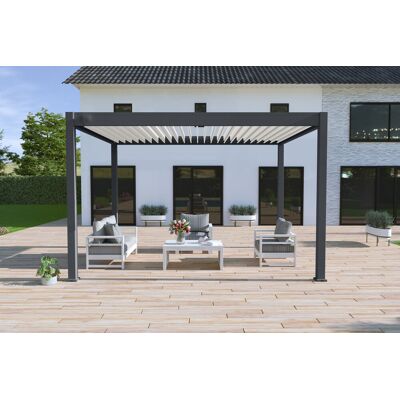 Pergola bioclimatique Ombréa autoportante 3x4M - Anthracite/blanc - ELMO - Publicité Pergola bioclimatique Ombréa autoportante 3x4M - Anthracite/blanc - ELMO - Publicité
