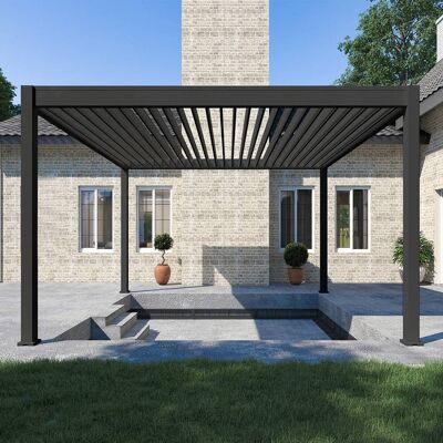 Pergola bioclimatique Ombréa autoportante 4x4M - Anthracite - ELMO - Publicité Pergola bioclimatique Ombréa autoportante 4x4M - Anthracite - ELMO - Publicité