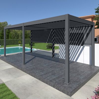 Pergola bioclimatique Ombréa autoportante 3x6M - Anthracite - ELMO - Publicité Pergola bioclimatique Ombréa autoportante 3x6M - Anthracite - ELMO - Publicité