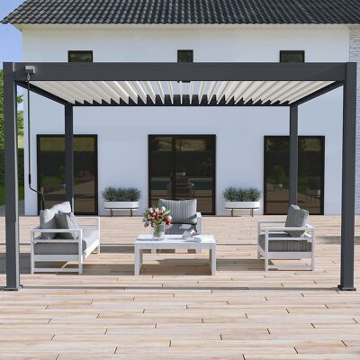 CHALET & JARDIN Pergola bioclimatique - Ombréa - autoportante - 3x4M - Anthracite blanc - VS - 300x400x258 cm - Publicité CHALET & JARDIN Pergola bioclimatique - Ombréa - autoportante - 3x4M - Anthracite blanc - VS - 300x400x258 cm - Publicité