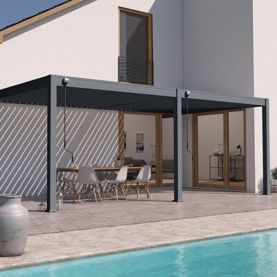CHALET & JARDIN Pergola bioclimatique - Ombréa - adossée - 3x6M - Anthracite - Version 2 - 300x600x258 cm - Publicité CHALET & JARDIN Pergola bioclimatique - Ombréa - adossée - 3x6M - Anthracite - Version 2 - 300x600x258 cm - Publicité
