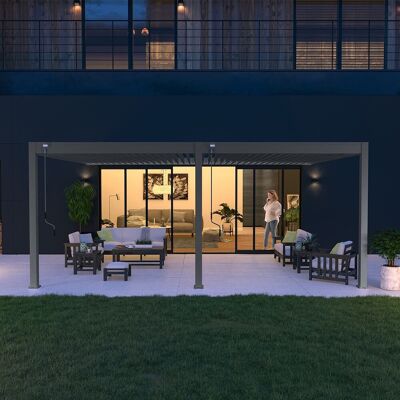 CHALET & JARDIN Pergola bioclimatique - Ombréa - adossée - 4x6M - Anthracite - Version 2 - 400x600x258 cm - Publicité CHALET & JARDIN Pergola bioclimatique - Ombréa - adossée - 4x6M - Anthracite - Version 2 - 400x600x258 cm - Publicité