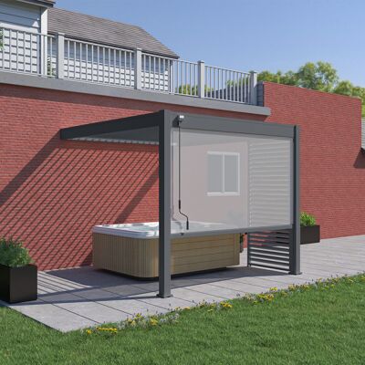Ombréa - 3x3 adossée - Profondeur 3.03 m - Pergola bioclimatique - Publicité Ombréa - 3x3 adossée - Profondeur 3.03 m - Pergola bioclimatique - Publicité