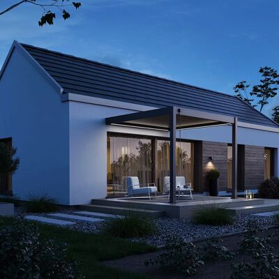 Ombréa Pergola adossée VS 3 x 3 m à lames doubles orientables - aluminium - étanche avec drainage intégré - Publicité Ombréa Pergola adossée VS 3 x 3 m à lames doubles orientables - aluminium - étanche avec drainage intégré - Publicité