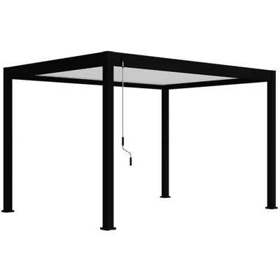 Ombréa Pergola bioclimatique autoportante 3 x 4 m noire - avec store latéral 4m blanc - Publicité Ombréa Pergola bioclimatique autoportante 3 x 4 m noire - avec store latéral 4m blanc - Publicité