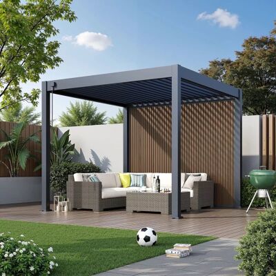 Ombréa Panneau brise-vue composite 3 m - lames verticales effet teck - Publicité Ombréa Panneau brise-vue composite 3 m - lames verticales effet teck - Publicité