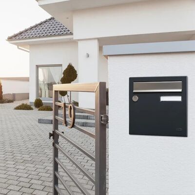 RENZ Boîte aux lettres - 1 porte extérieur - Allure - acier anthracite mat - Publicité RENZ Boîte aux lettres - 1 porte extérieur - Allure - acier anthracite mat - Publicité