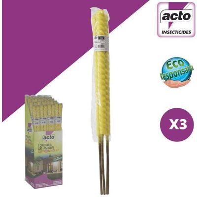 Lot De 3 Torches citronelle, ACTO - Publicité Lot De 3 Torches citronelle, ACTO - Publicité