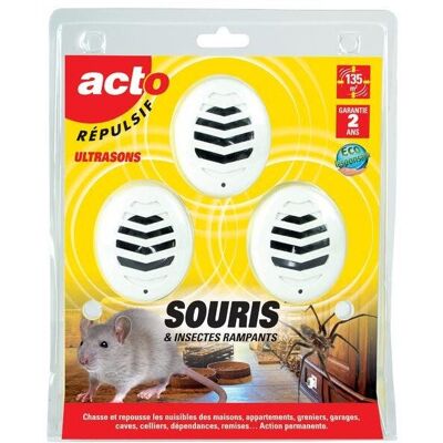 RETRO Lot de 3 répulsifs ultrasons souris, insectes rampants, protégent 3 x 45 m² - Publicité RETRO Lot de 3 répulsifs ultrasons souris, insectes rampants, protégent 3 x 45 m² - Publicité