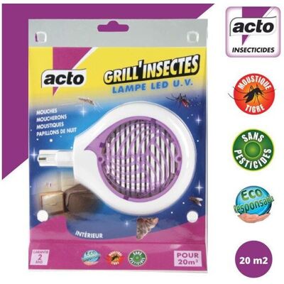 Lampe piège à LED UV ACTO - Intérieur - 20 m² - Publicité Lampe piège à LED UV ACTO - Intérieur - 20 m² - Publicité