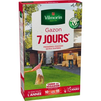 Gazon 7 jours, VILMORIN, 250 g 10 m² ou 15 m² - Publicité Gazon 7 jours, VILMORIN, 250 g 10 m² ou 15 m² - Publicité